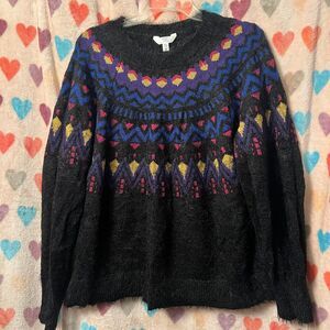 Time and Tru Fuzzy Graphic Sweater XXL Plus Cozy
